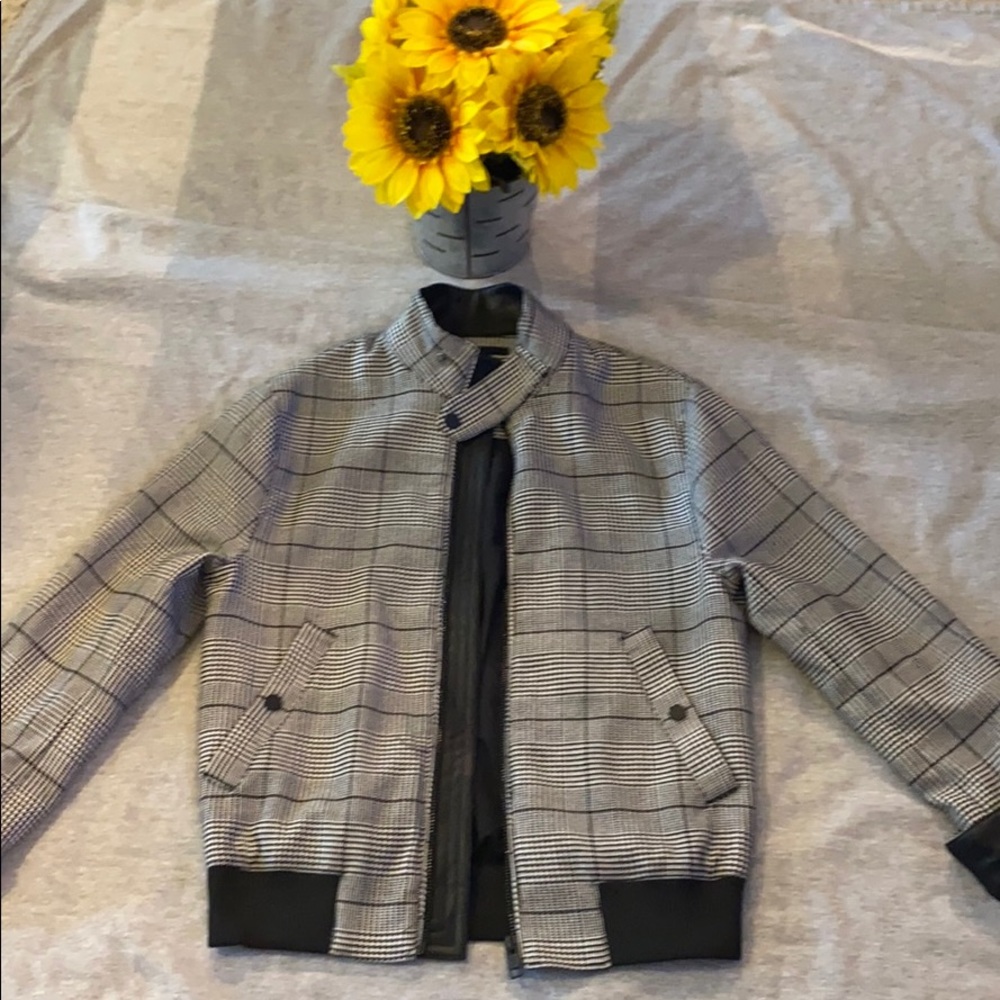 Gorgeous H&M Plaid and Black Leather Jacket